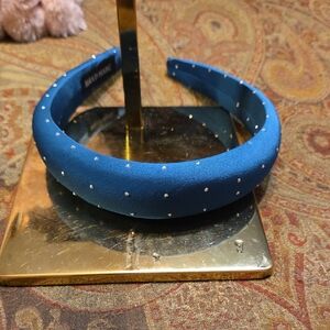 NWOT Handmade Teal Blue Satin Rhinestone Studded Headband